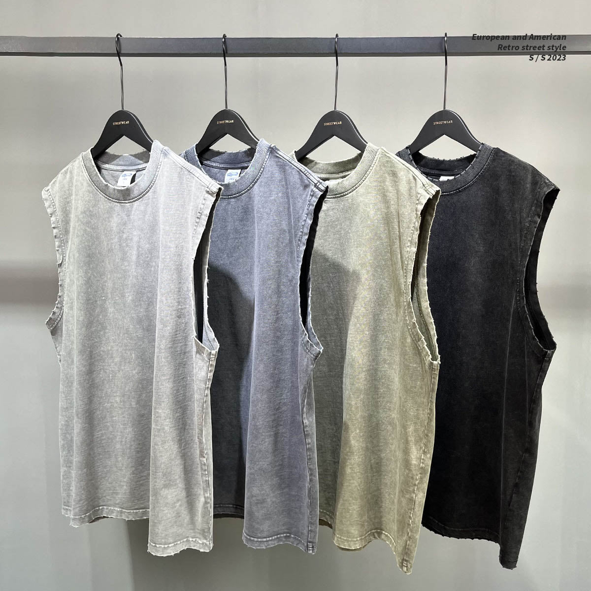 Metro Fluid Mens and Womens Clothing Wash Water Retro Vintage Vintage Batik Rubbed Hem Mens Sweetheart Tank Top Loose Bottoming