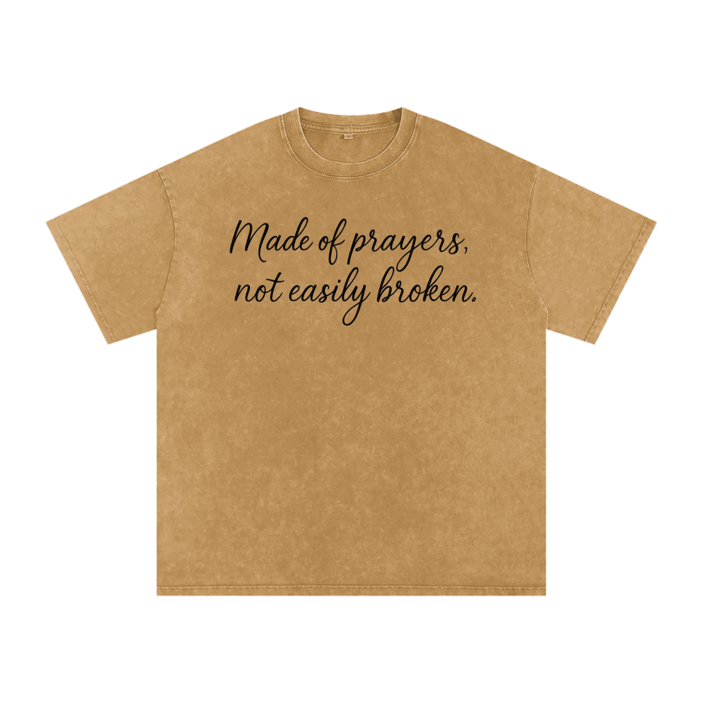 “Made of Prayers, Not Easily Broken” Acid Wash Oversized T-Shirt – Unisex Loose Fit Christian Streetwear Apparel by Mighty Lifestyle