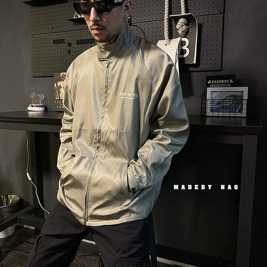 Essential Style Main Line High Street Flocking Print Men's and Women's Coach Nylon Jacket