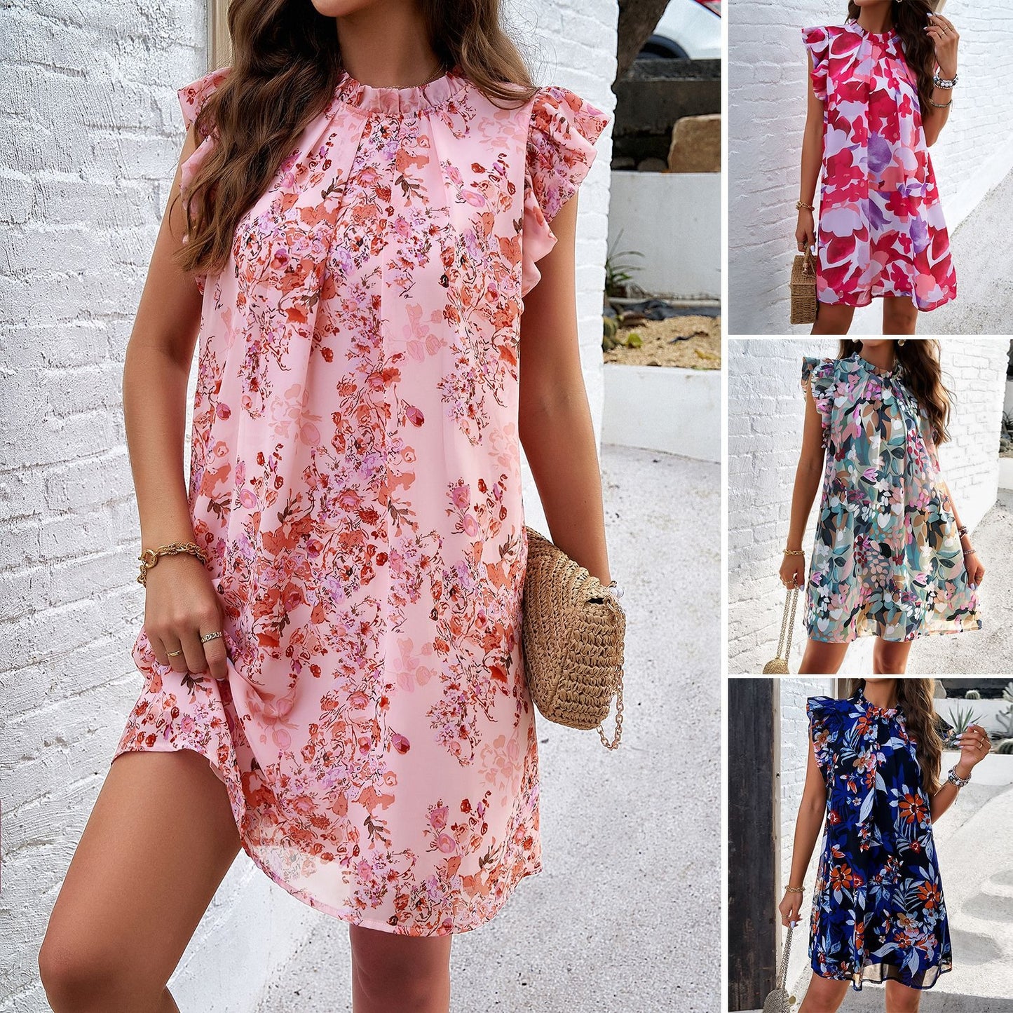 Mighty Lifestyle Floral Spring and Summer Elegance Print sleeveless dress