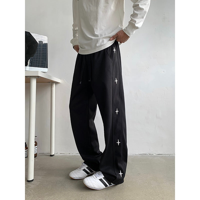 Unisex Star Printed Sweatpants – Casual Streetwear Joggers for Men and Women | Side star printed casual sweatpants for men and women