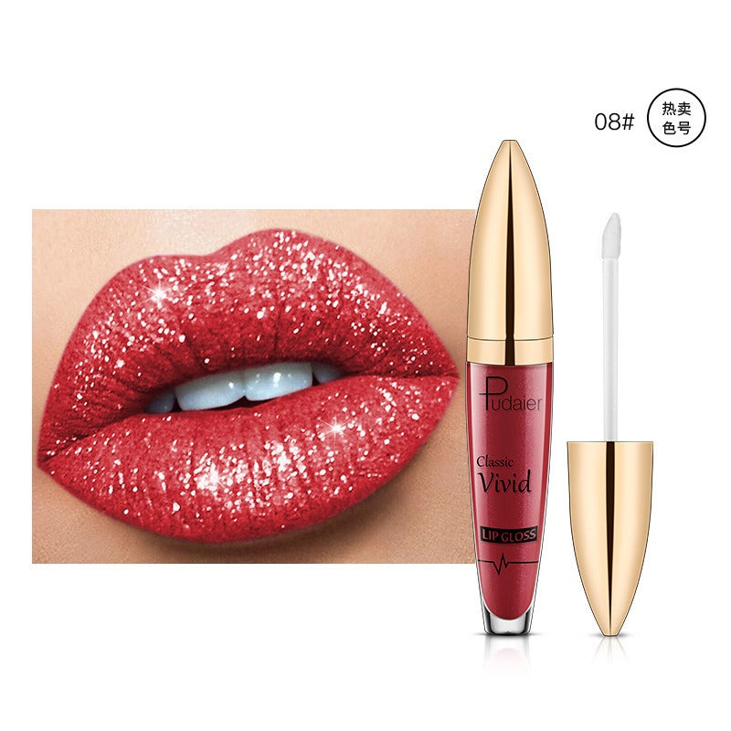 Lucky Lucy Lips | 18 Colors Shiny Lip Gloss for Women Long Lasting Matte Glitter Liquid Lipstick Diamond Shiny Lip Gloss Waterproof Lip Makeup