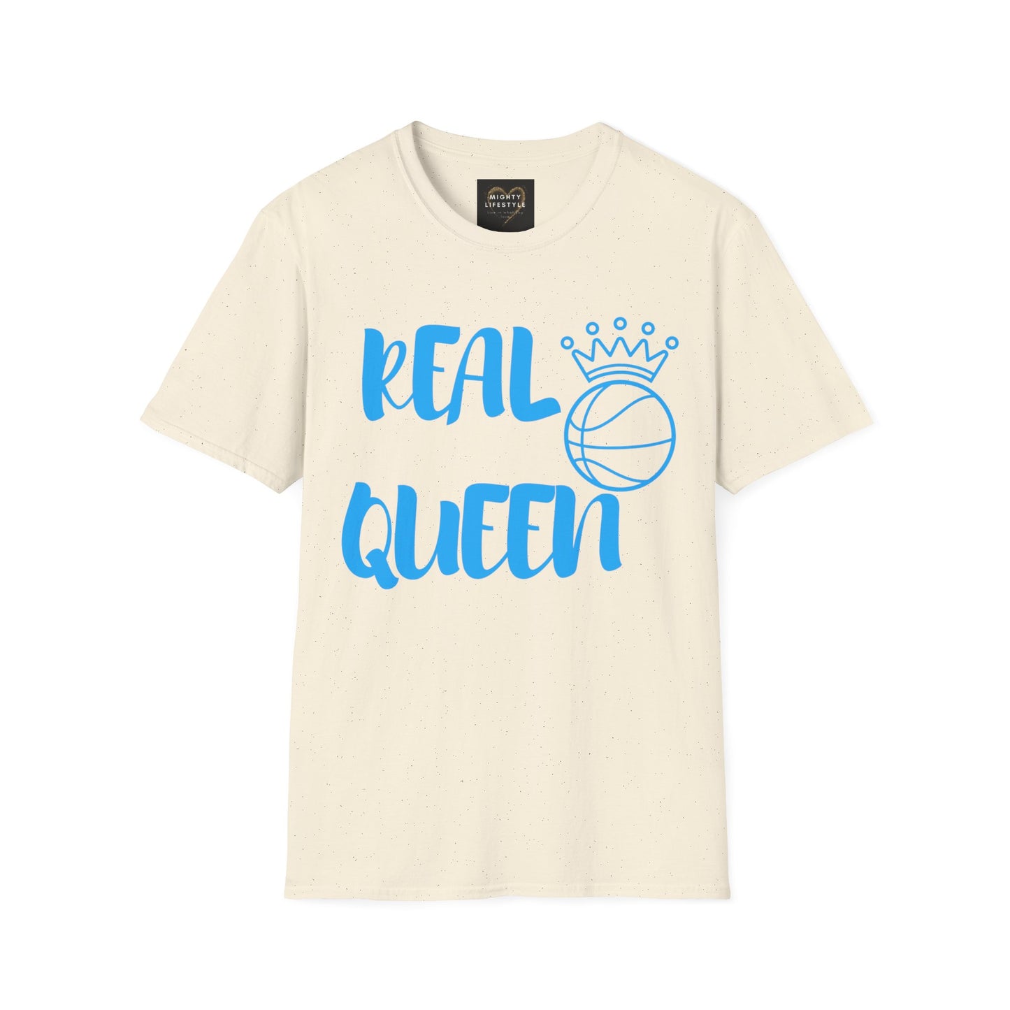 Real Queen Blue Font | Basketball Shirt | Sports Shirt | Baller Shirt | Mighty Lifestyle | Softstyle T-Shirt