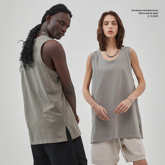 Mighty Lifestyle Couples Match Tank | Vintage Wash Wax-Dyed Camisole Vest for Men and Women