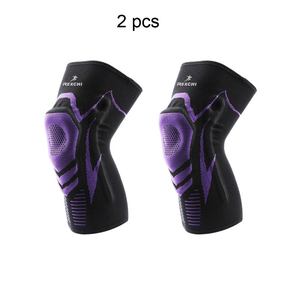 ML Basketball Knee Pads with Support Silicon Padded Elastic Non-slip Patella Brace Kneepad for Fitness Gear Protector Unisex Protect Knees During Sports