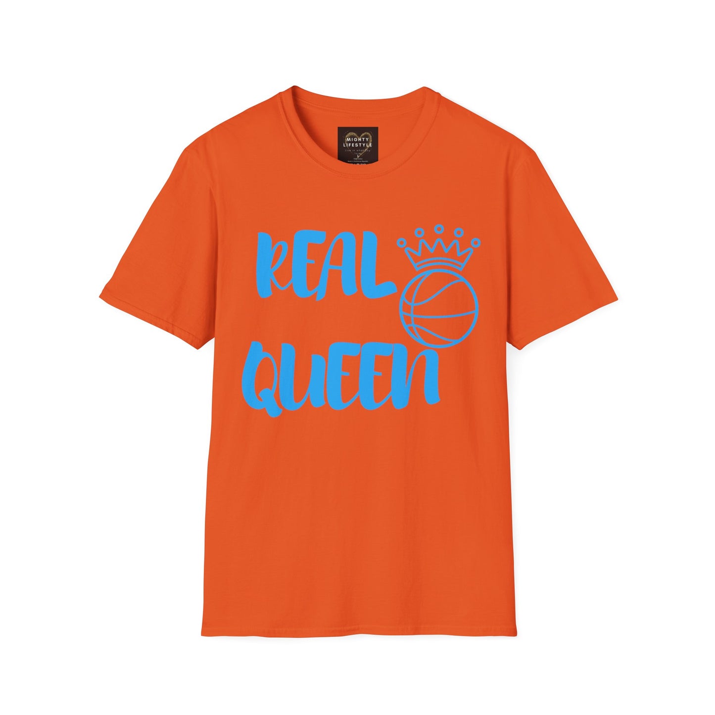 Real Queen Blue Font | Basketball Shirt | Sports Shirt | Baller Shirt | Mighty Lifestyle | Softstyle T-Shirt