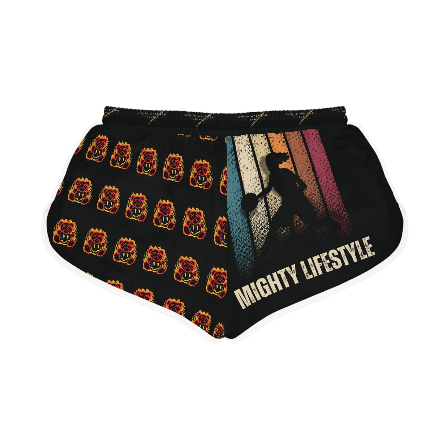 Mighty Lifestyle Flames Fiery Bear Basketball Sports Shorts NCAA WBB WNBA Women's Sports Shorts