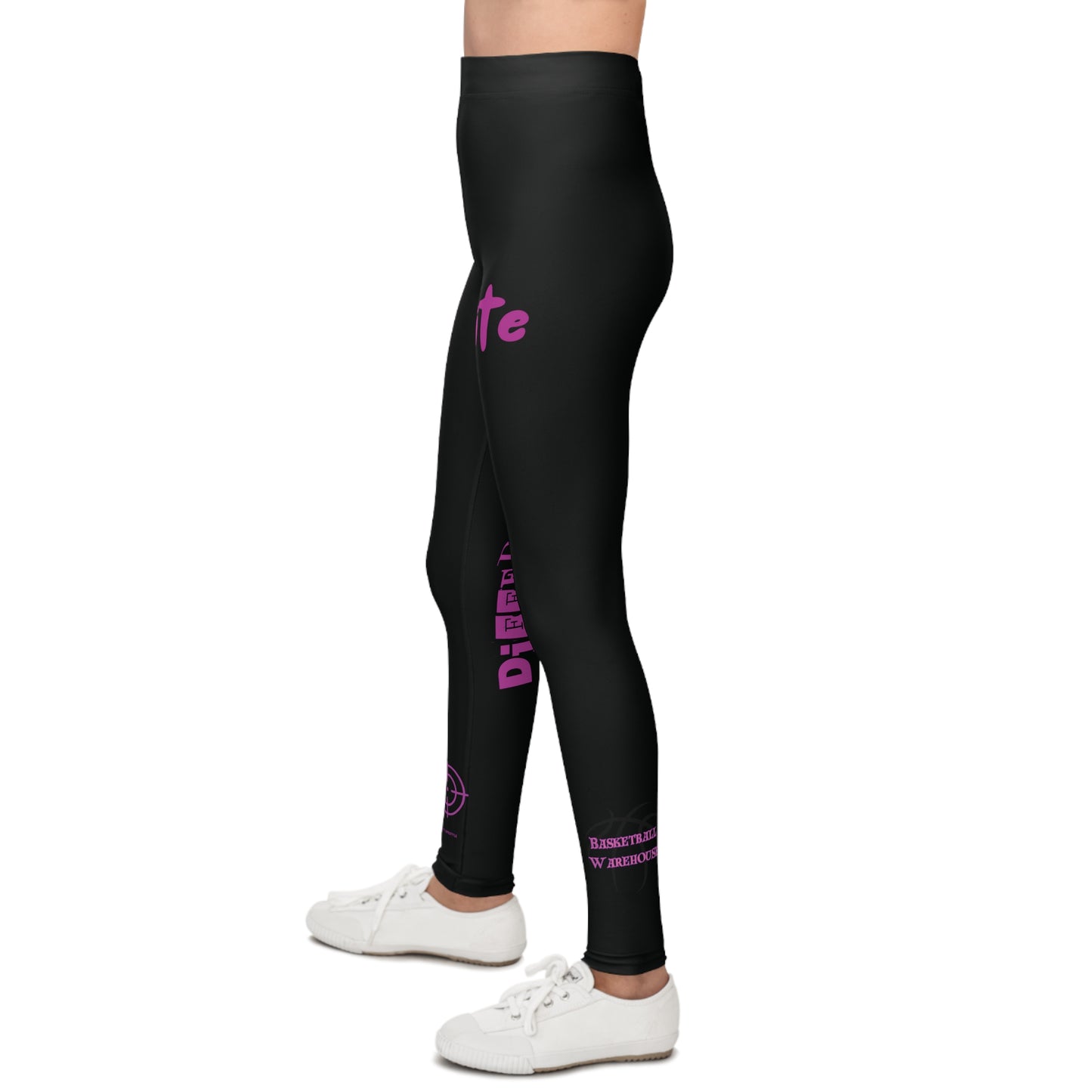 Fuchsia and Black BW Basketball Youth Elite Different Leggings - Stylish Activewear for Confidence and Individuality