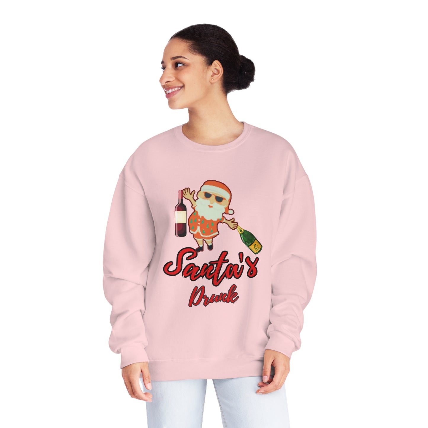 Santa Sweater, Santa's Drunk, Ugly Sweater, Ugly Holiday Sweater, Ugly Christmas Sweater, Unisex NuBlend® Crewneck Sweatshirt