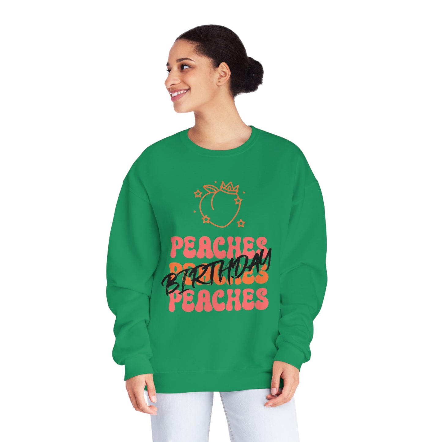 Peaches Peaches Peaches Birthday, Birthday Sweater, Happy Birthday, Unisex NuBlend® Crewneck Sweatshirt