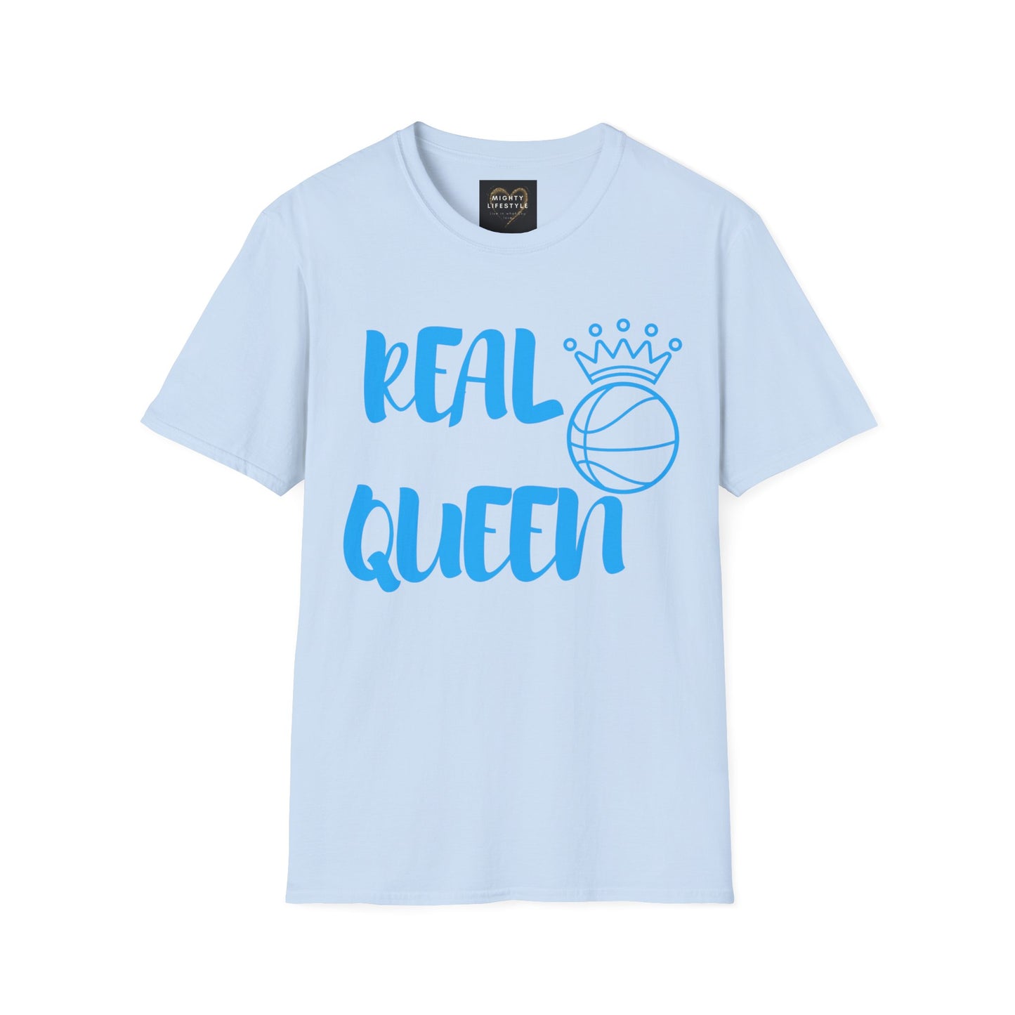 Real Queen Blue Font | Basketball Shirt | Sports Shirt | Baller Shirt | Mighty Lifestyle | Softstyle T-Shirt