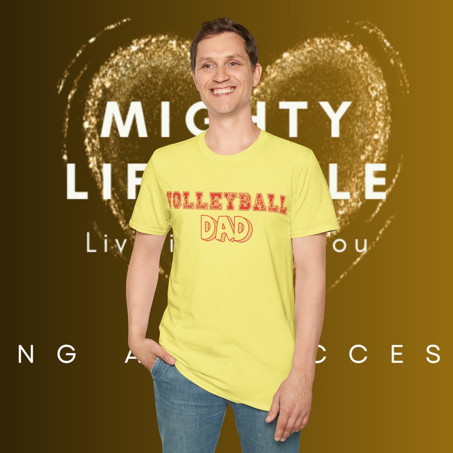 Volleyball Dad | Volleyball Shirt | Sports Shirt | Gift for Dad Gift for Father | Baller Shirt | Mighty Lifestyle | Softstyle T-Shirt