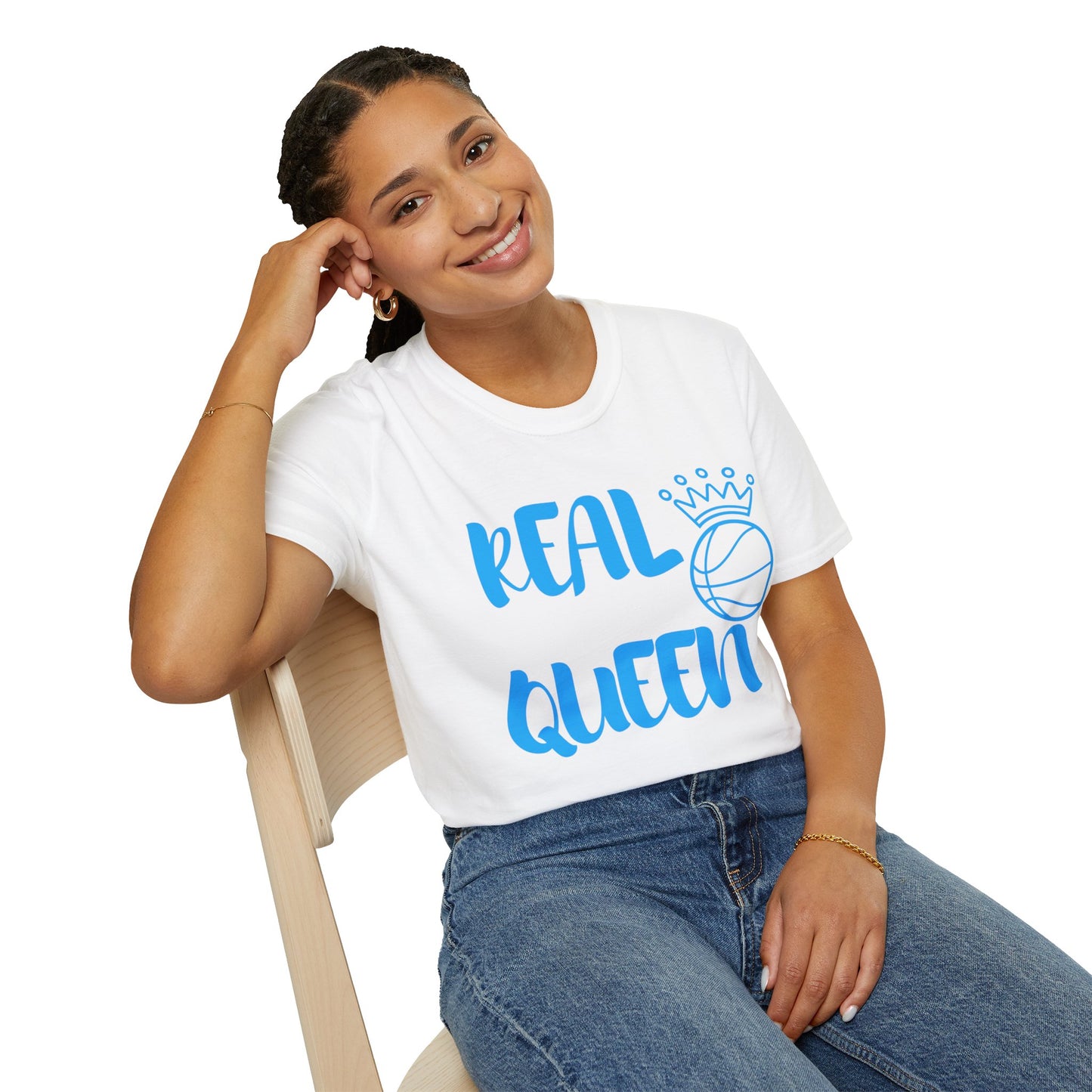 Real Queen Blue Font | Basketball Shirt | Sports Shirt | Baller Shirt | Mighty Lifestyle | Softstyle T-Shirt