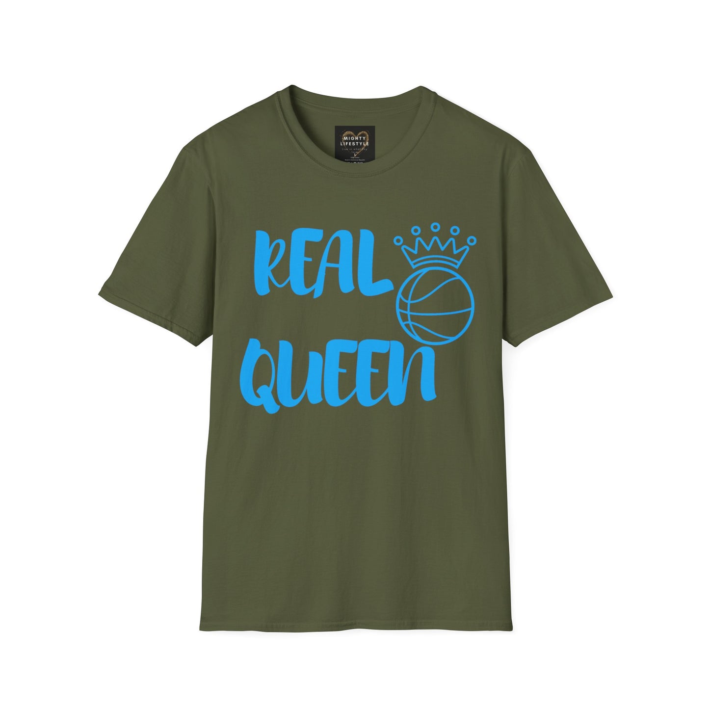 Real Queen Blue Font | Basketball Shirt | Sports Shirt | Baller Shirt | Mighty Lifestyle | Softstyle T-Shirt