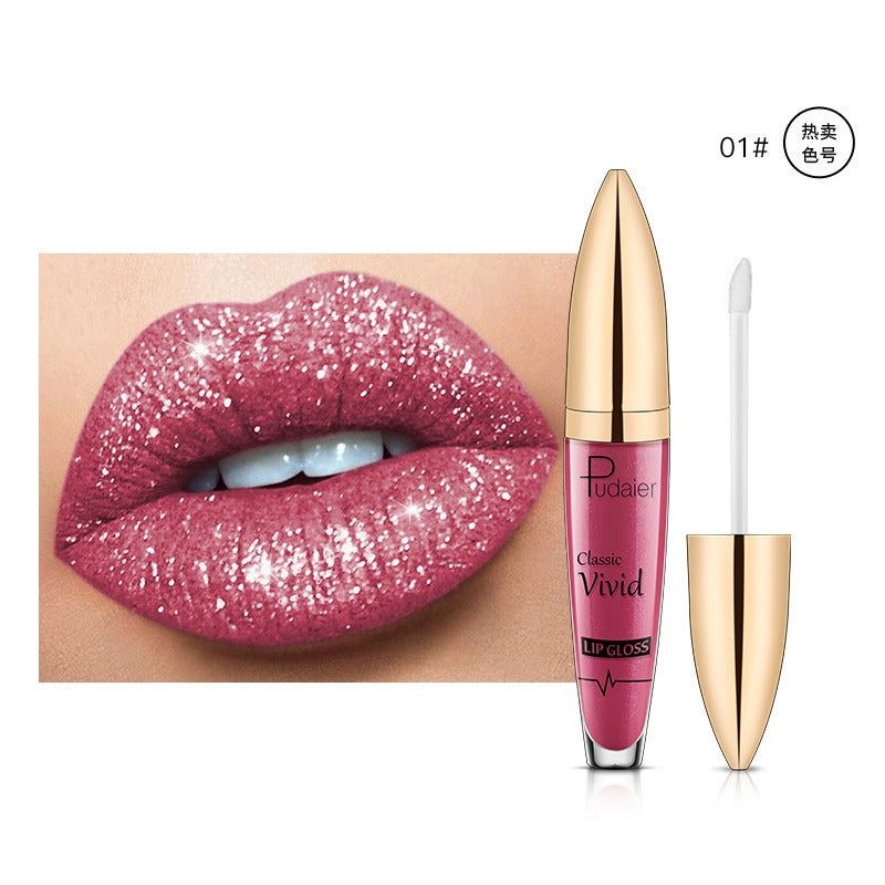 Lucky Lucy Lips | 18 Colors Shiny Lip Gloss for Women Long Lasting Matte Glitter Liquid Lipstick Diamond Shiny Lip Gloss Waterproof Lip Makeup