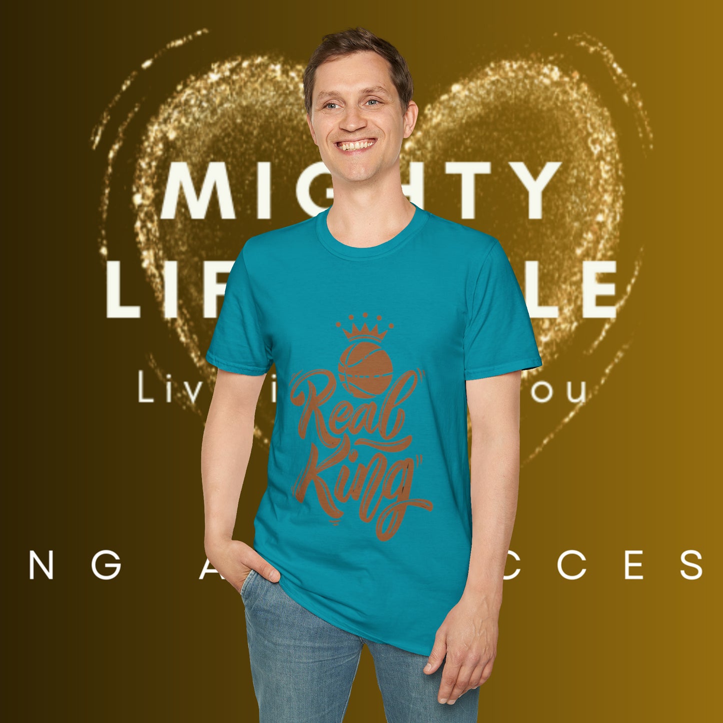 Real King | Basketball Shirt | Men’s Basketball King Shirt | Sports Shirt | Baller Shirt | Mighty Lifestyle | Softstyle T-Shirt