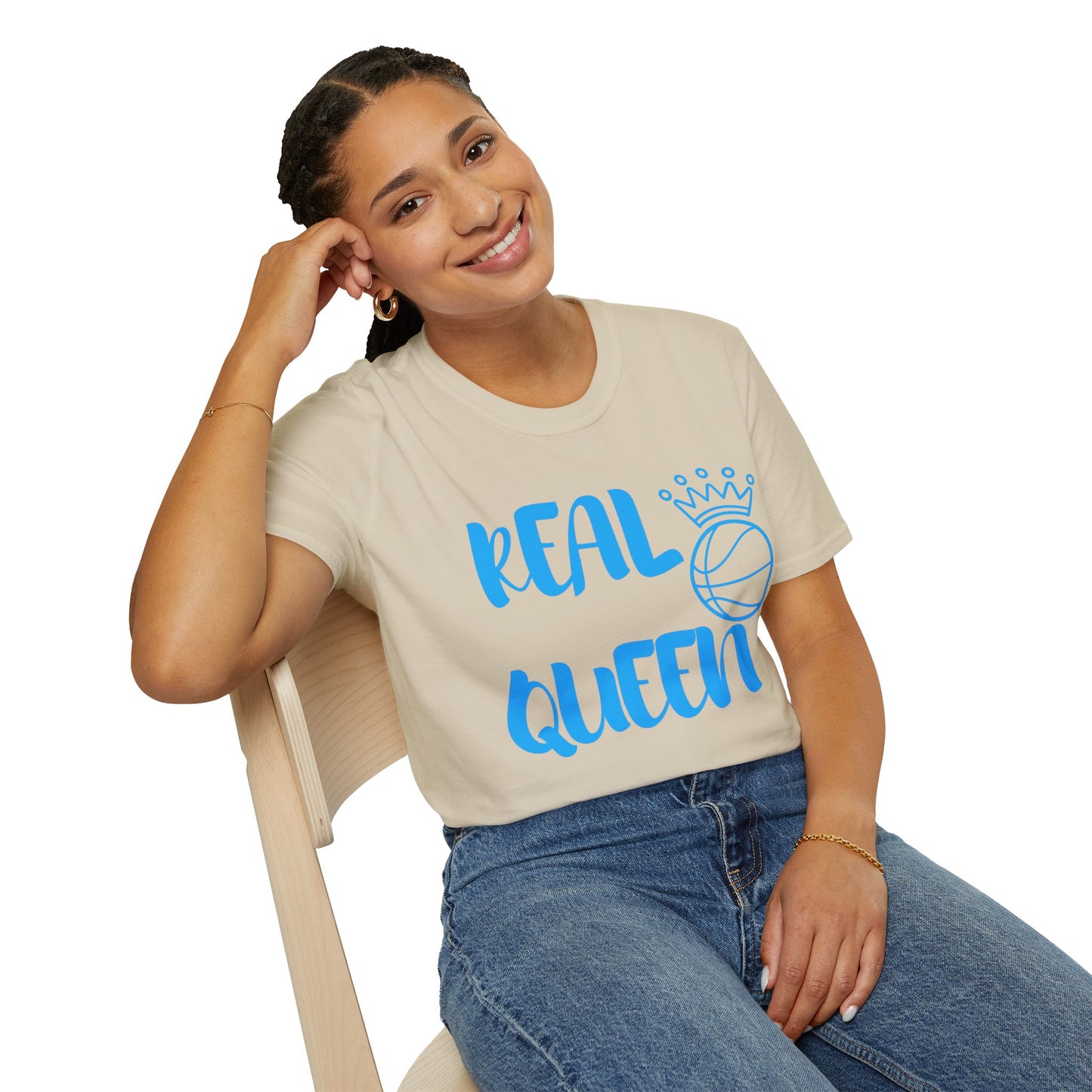 Real Queen Blue Font | Basketball Shirt | Sports Shirt | Baller Shirt | Mighty Lifestyle | Softstyle T-Shirt