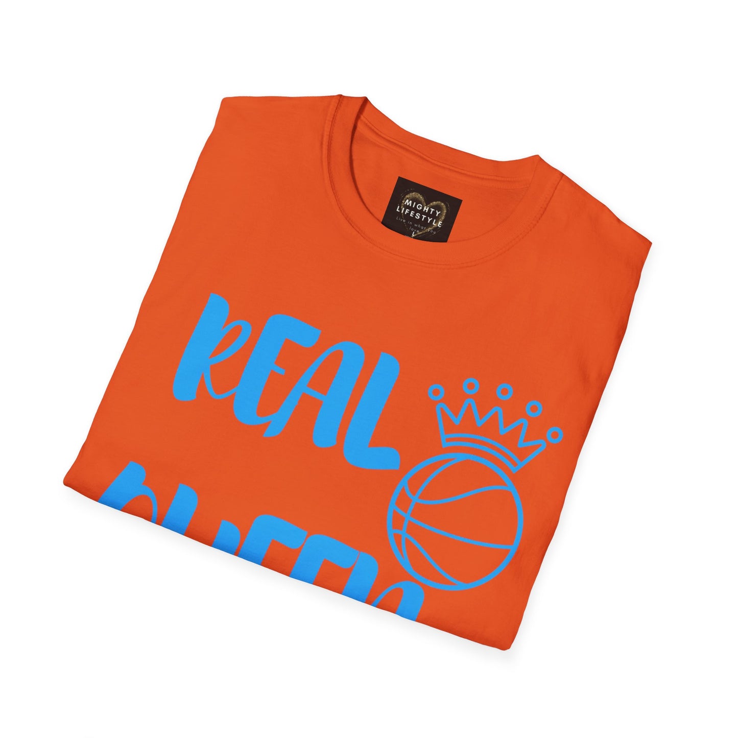Real Queen Blue Font | Basketball Shirt | Sports Shirt | Baller Shirt | Mighty Lifestyle | Softstyle T-Shirt