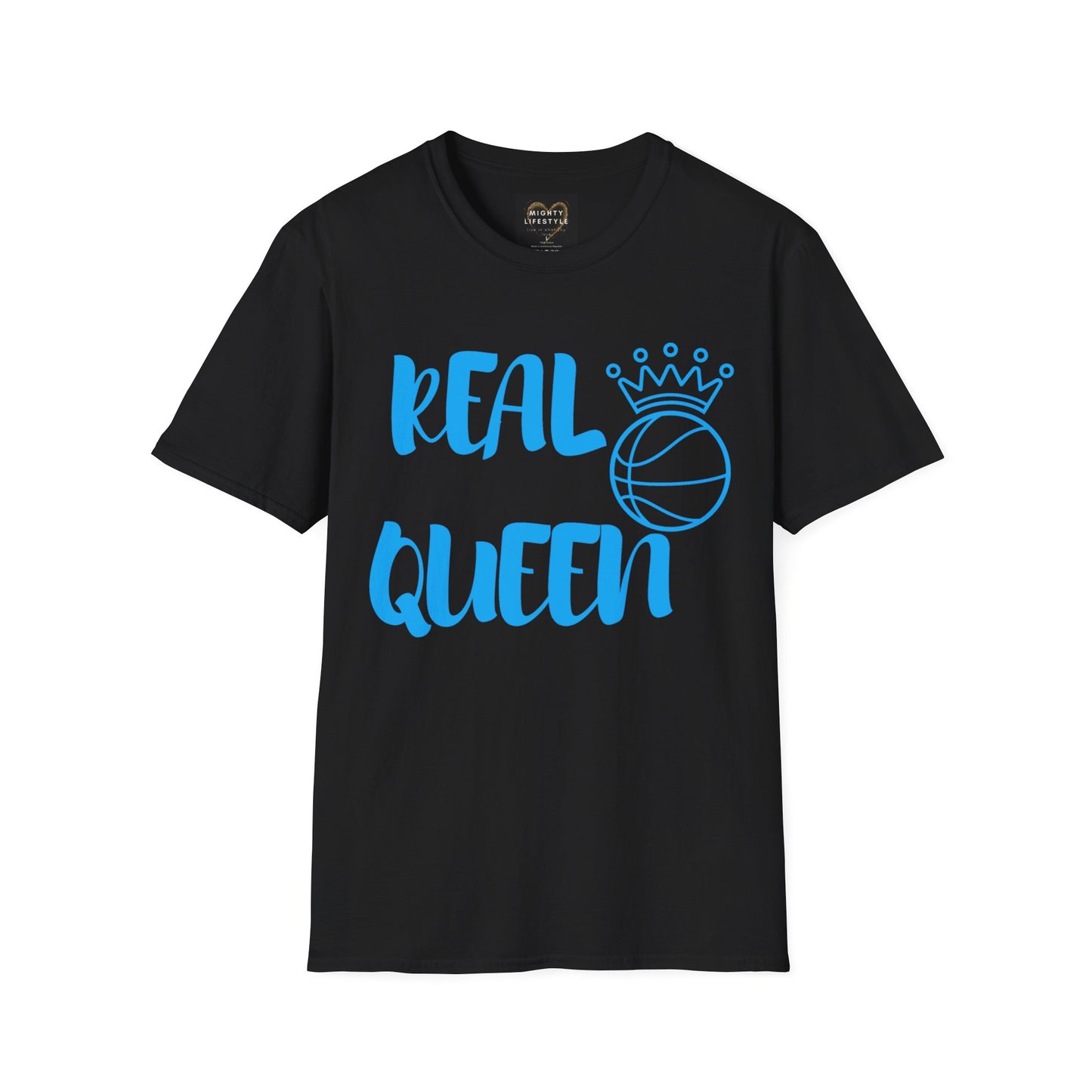 Real Queen Blue Font | Basketball Shirt | Sports Shirt | Baller Shirt | Mighty Lifestyle | Softstyle T-Shirt