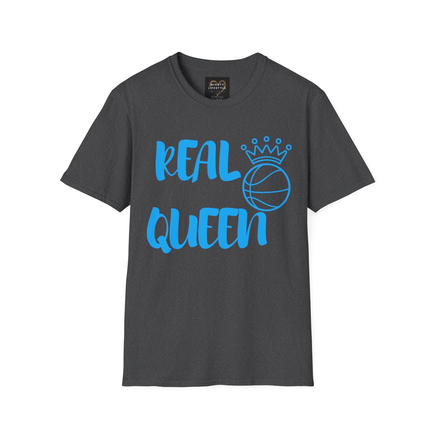 Real Queen Blue Font | Basketball Shirt | Sports Shirt | Baller Shirt | Mighty Lifestyle | Softstyle T-Shirt