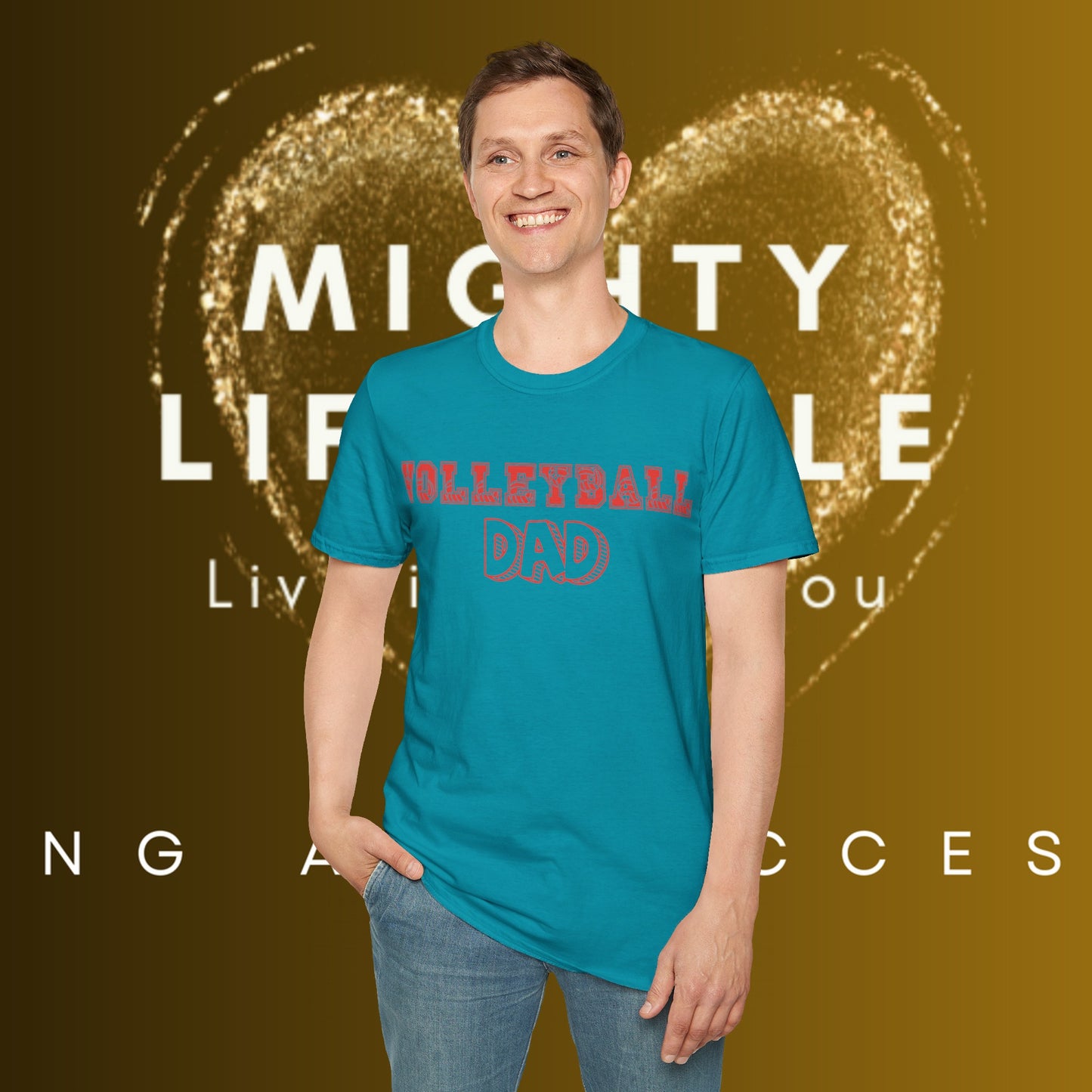 Volleyball Dad | Volleyball Shirt | Sports Shirt | Gift for Dad Gift for Father | Baller Shirt | Mighty Lifestyle | Softstyle T-Shirt