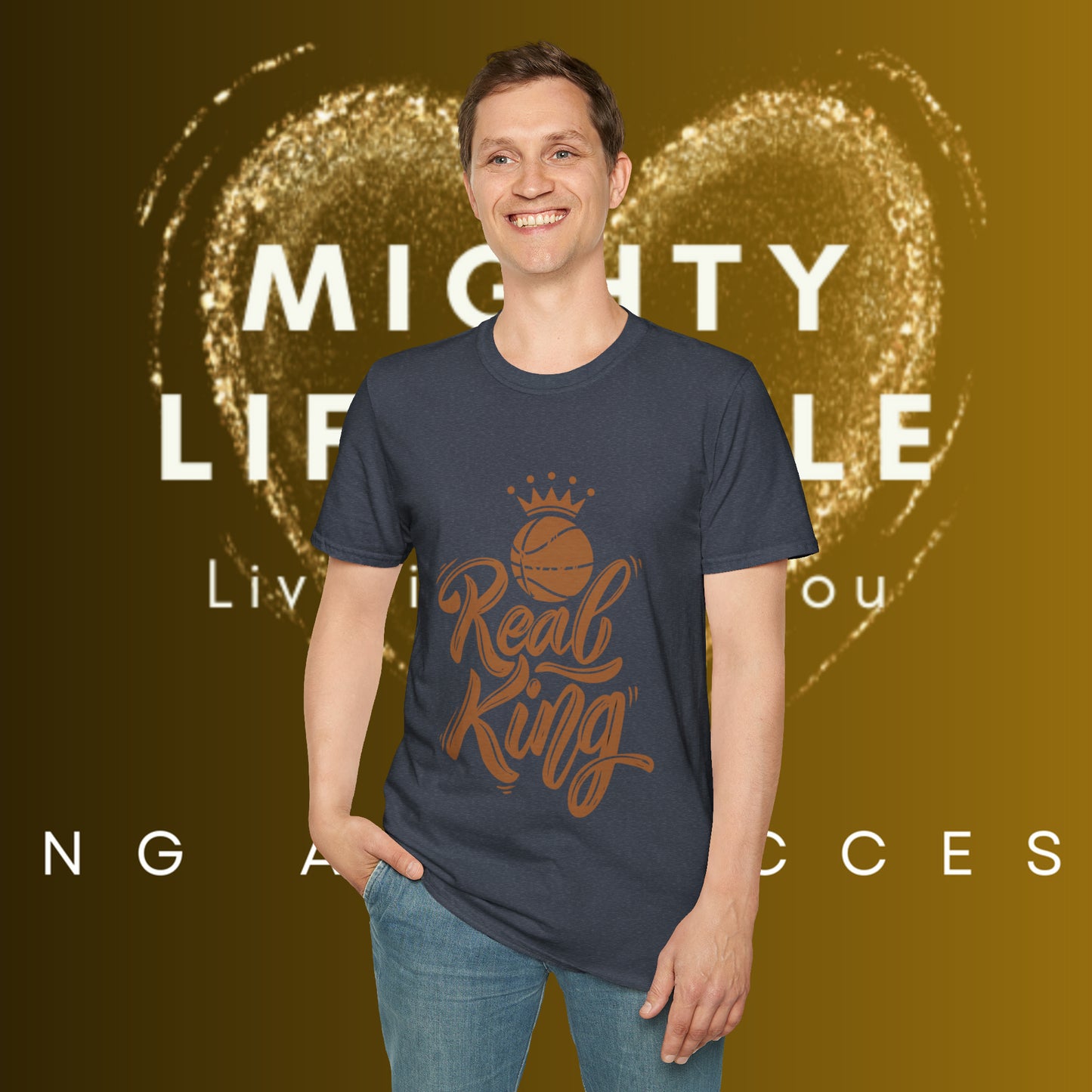 Real King | Basketball Shirt | Men’s Basketball King Shirt | Sports Shirt | Baller Shirt | Mighty Lifestyle | Softstyle T-Shirt