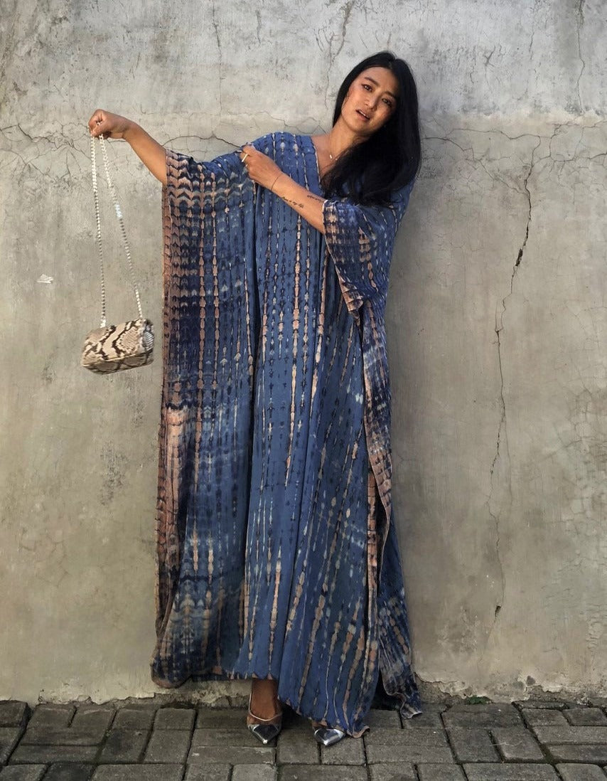 Mimi’s Mumu | Sexy MuMu House Dress Beach cover up halo dyed flower dress loose vacation beach robe