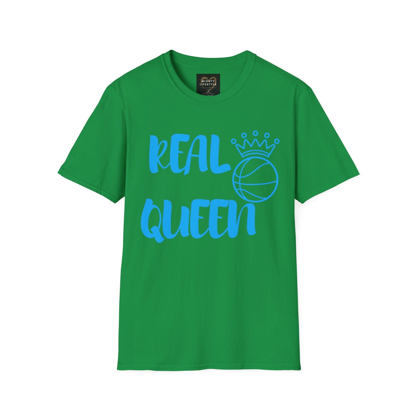 Real Queen Blue Font | Basketball Shirt | Sports Shirt | Baller Shirt | Mighty Lifestyle | Softstyle T-Shirt