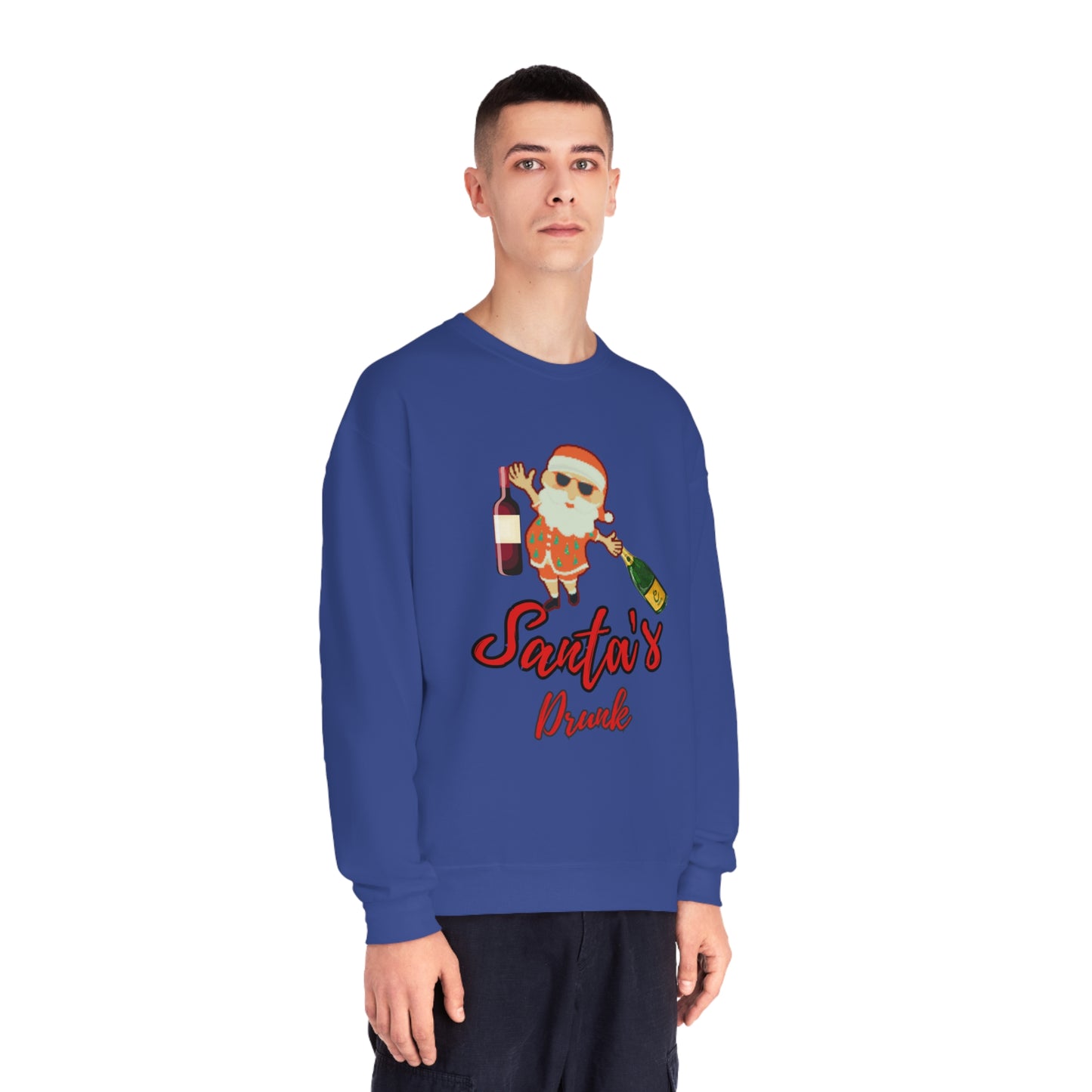 Santa Sweater, Santa's Drunk, Ugly Sweater, Ugly Holiday Sweater, Ugly Christmas Sweater, Unisex NuBlend® Crewneck Sweatshirt