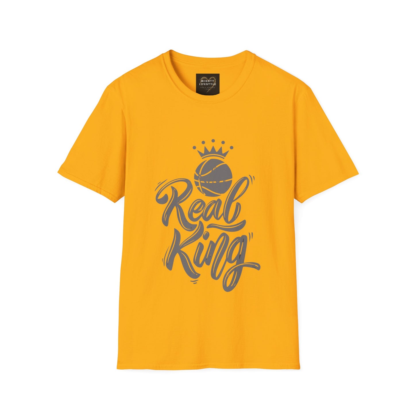 Real King (White) Shirt | Basketball Shirt | Sports Shirt | Baller Shirt | Mighty Lifestyle | Softstyle T-Shirt