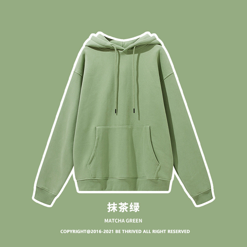 ML Trendy Sleet Two Piece, Autumn And Winter Fleece Thickened Hooded Solid Color Sweater Sweatpants Hoodie Couple Suit