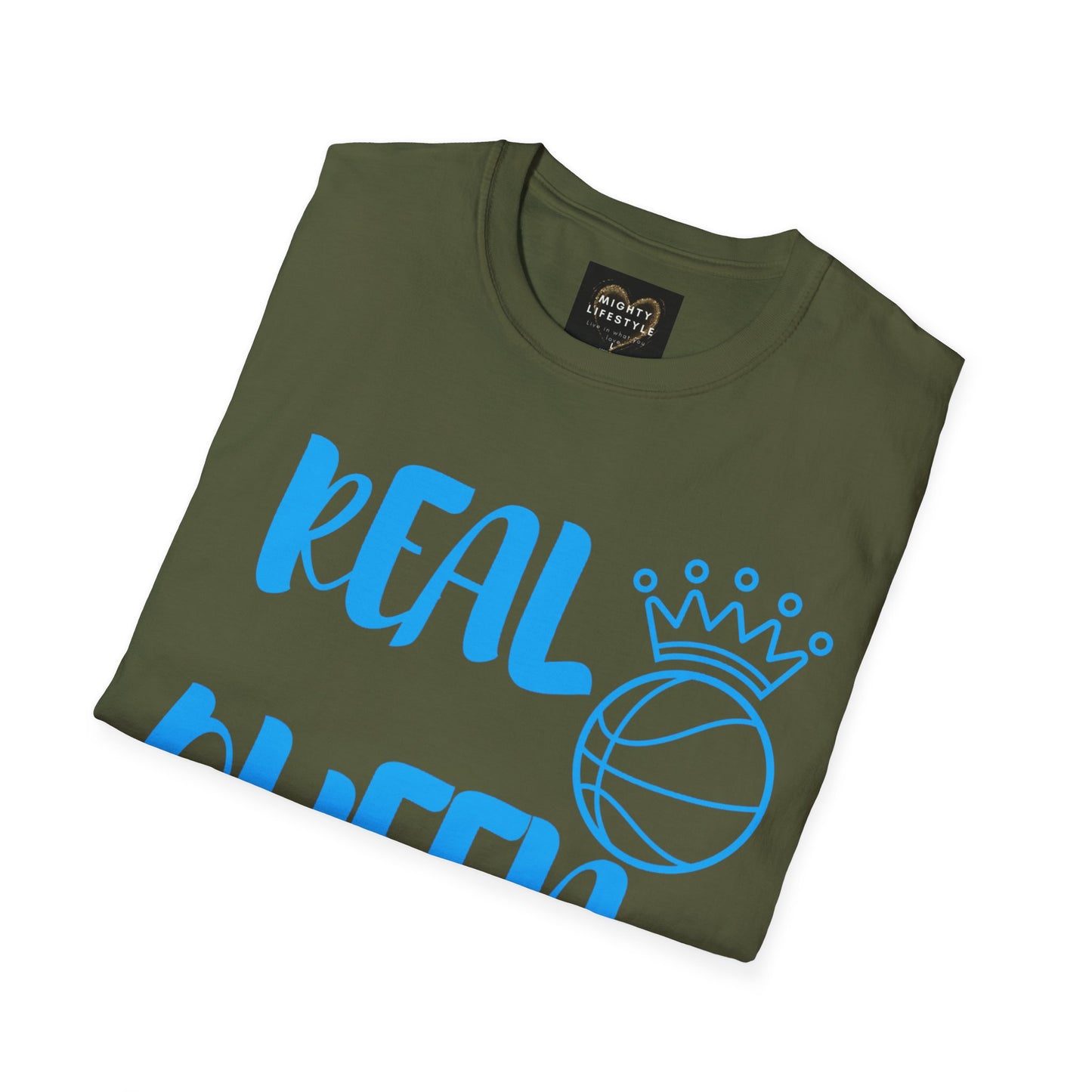 Real Queen Blue Font | Basketball Shirt | Sports Shirt | Baller Shirt | Mighty Lifestyle | Softstyle T-Shirt