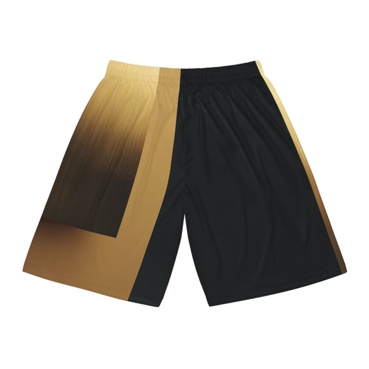 Gradient Gold & Black Basketball Shorts — Retro Two-Tone Athletic Shorts