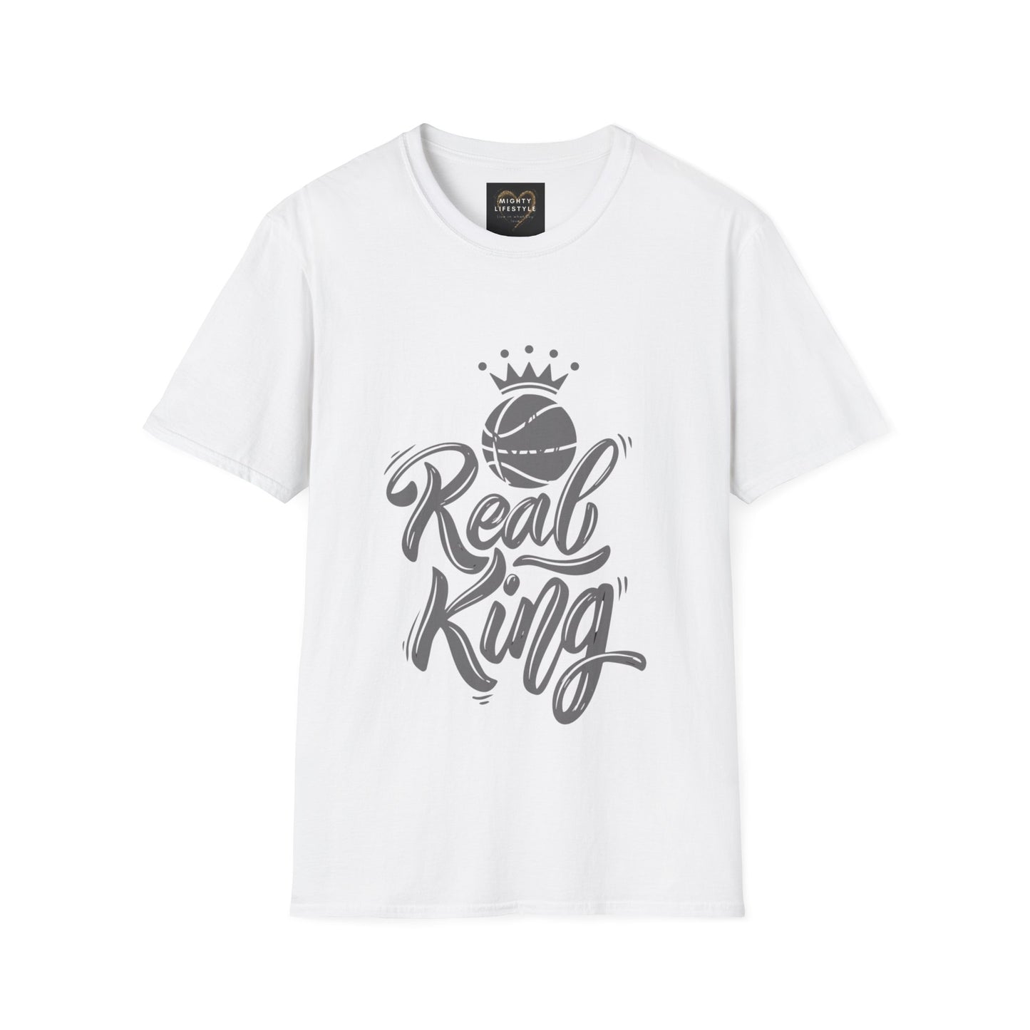 Real King (White) Shirt | Basketball Shirt | Sports Shirt | Baller Shirt | Mighty Lifestyle | Softstyle T-Shirt