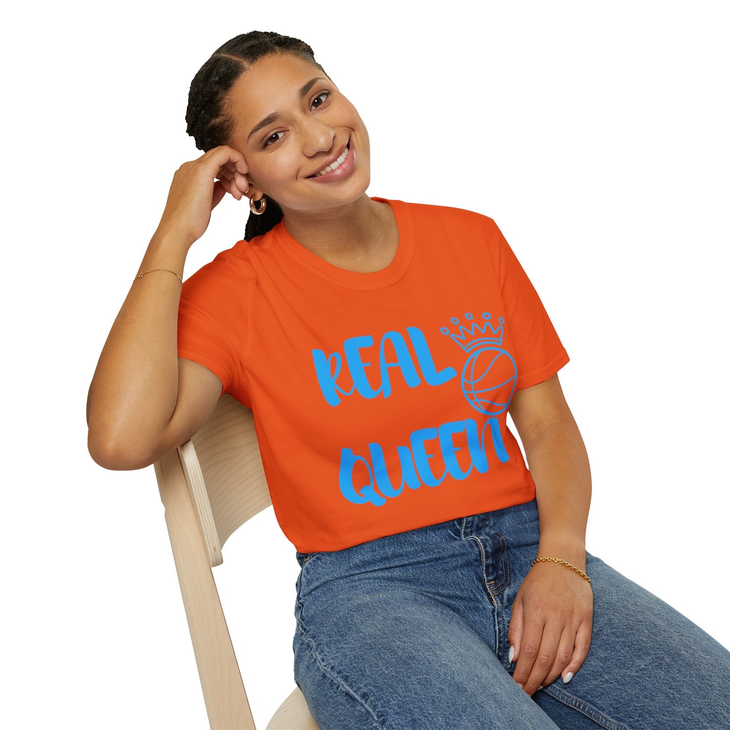 Real Queen Blue Font | Basketball Shirt | Sports Shirt | Baller Shirt | Mighty Lifestyle | Softstyle T-Shirt