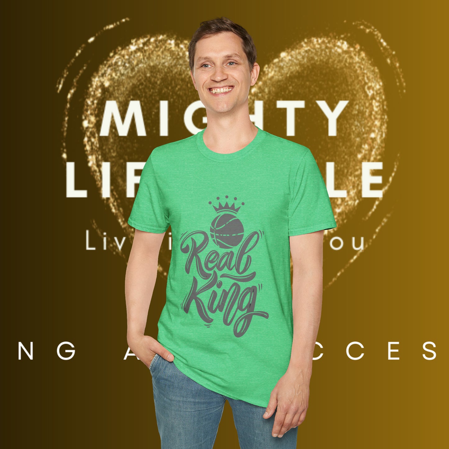Real King (White) Shirt | Basketball Shirt | Sports Shirt | Baller Shirt | Mighty Lifestyle | Softstyle T-Shirt