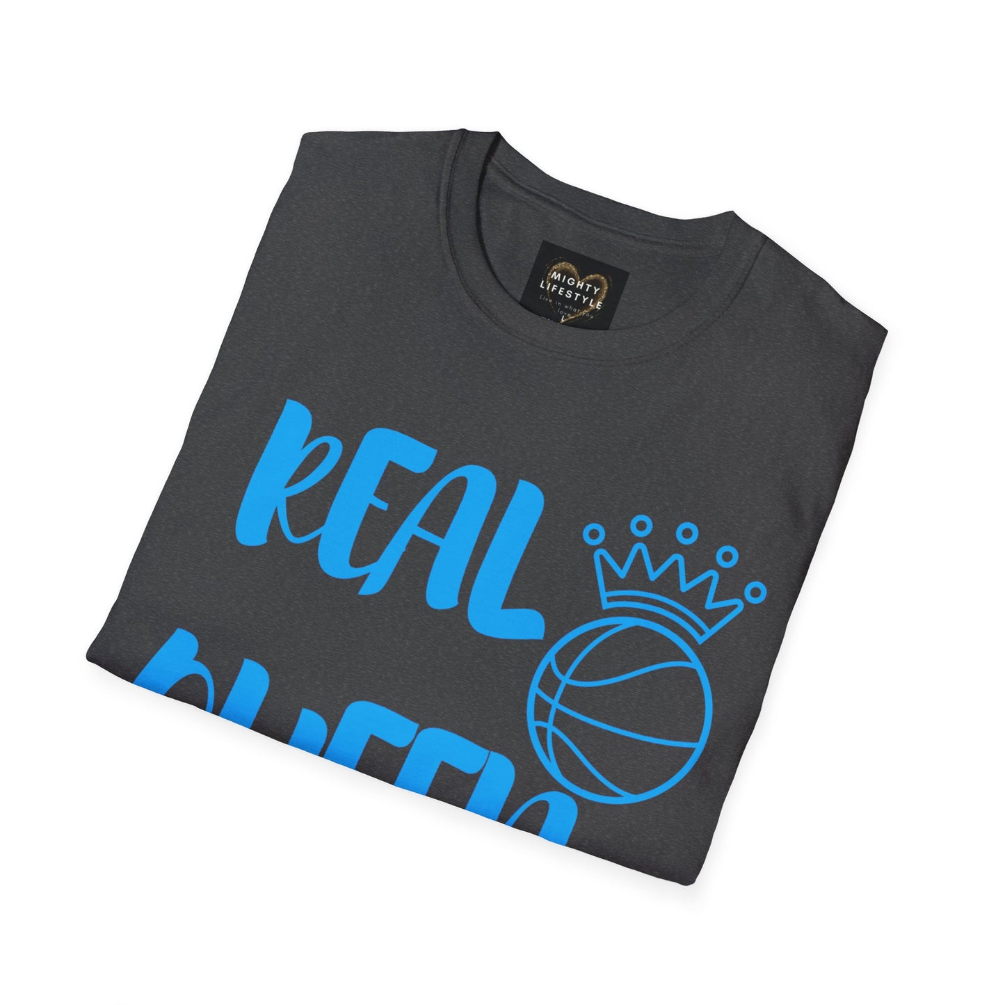 Real Queen Blue Font | Basketball Shirt | Sports Shirt | Baller Shirt | Mighty Lifestyle | Softstyle T-Shirt