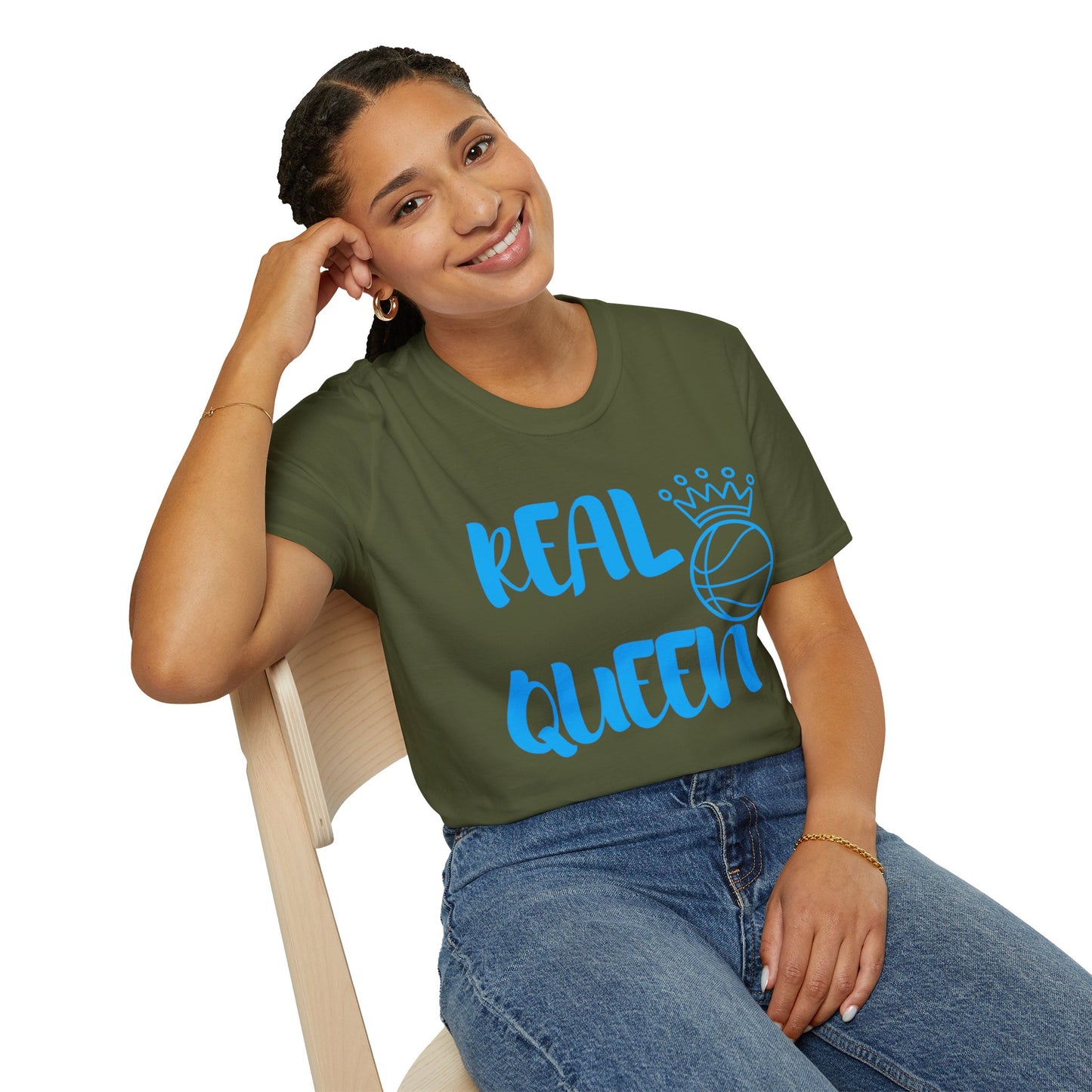 Real Queen Blue Font | Basketball Shirt | Sports Shirt | Baller Shirt | Mighty Lifestyle | Softstyle T-Shirt