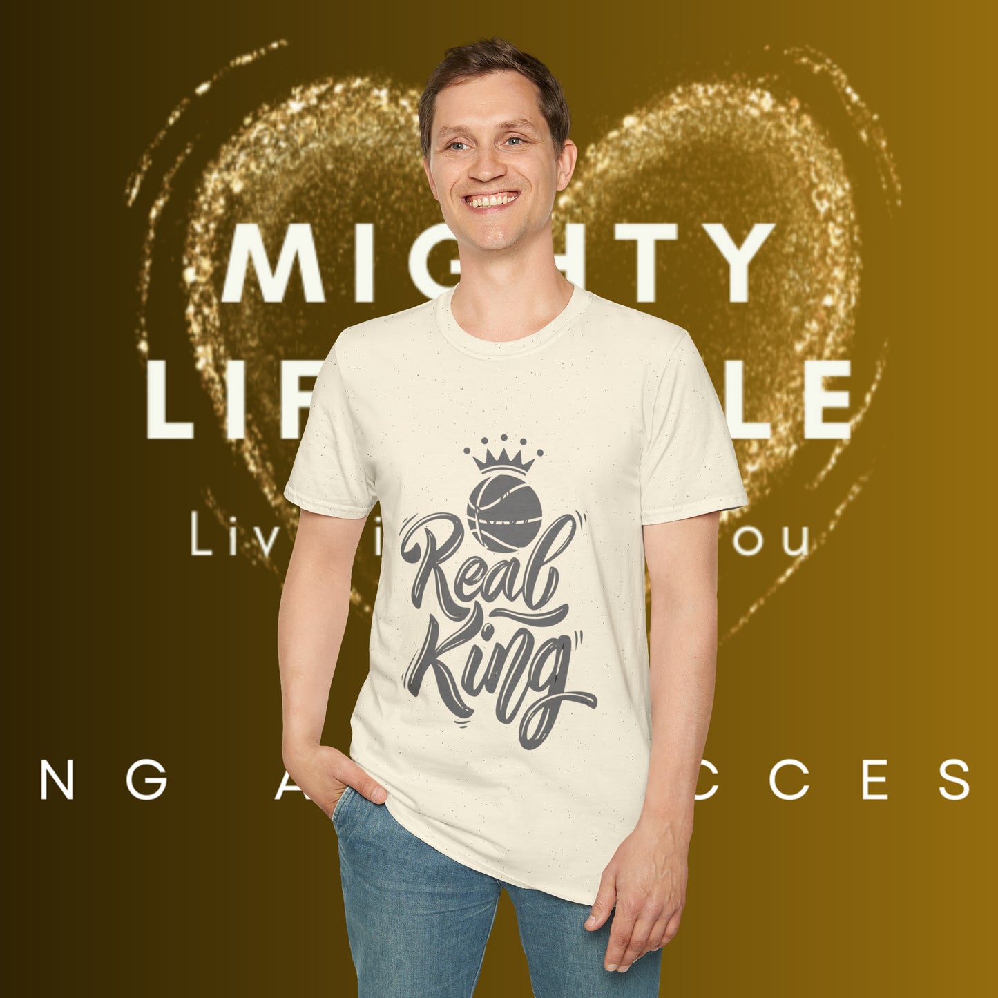 Real King (White) Shirt | Basketball Shirt | Sports Shirt | Baller Shirt | Mighty Lifestyle | Softstyle T-Shirt