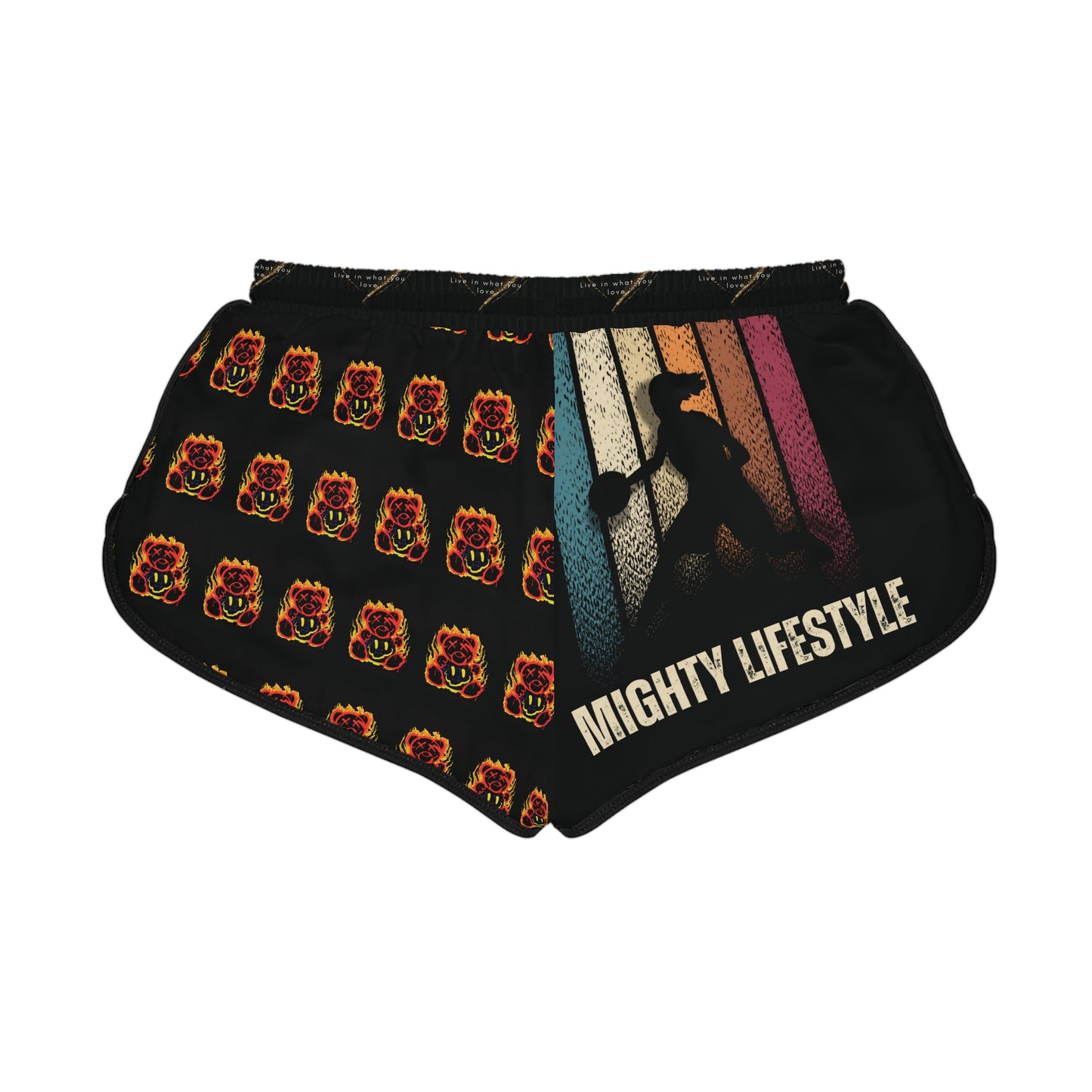 Mighty Lifestyle Flames Fiery Bear Basketball Sports Shorts NCAA WBB WNBA Women's Sports Shorts