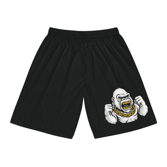 Certified Crashout Gold Ape King Basketball Shorts — Mighty Lifestyle Gym Shorts for Teens & Adults