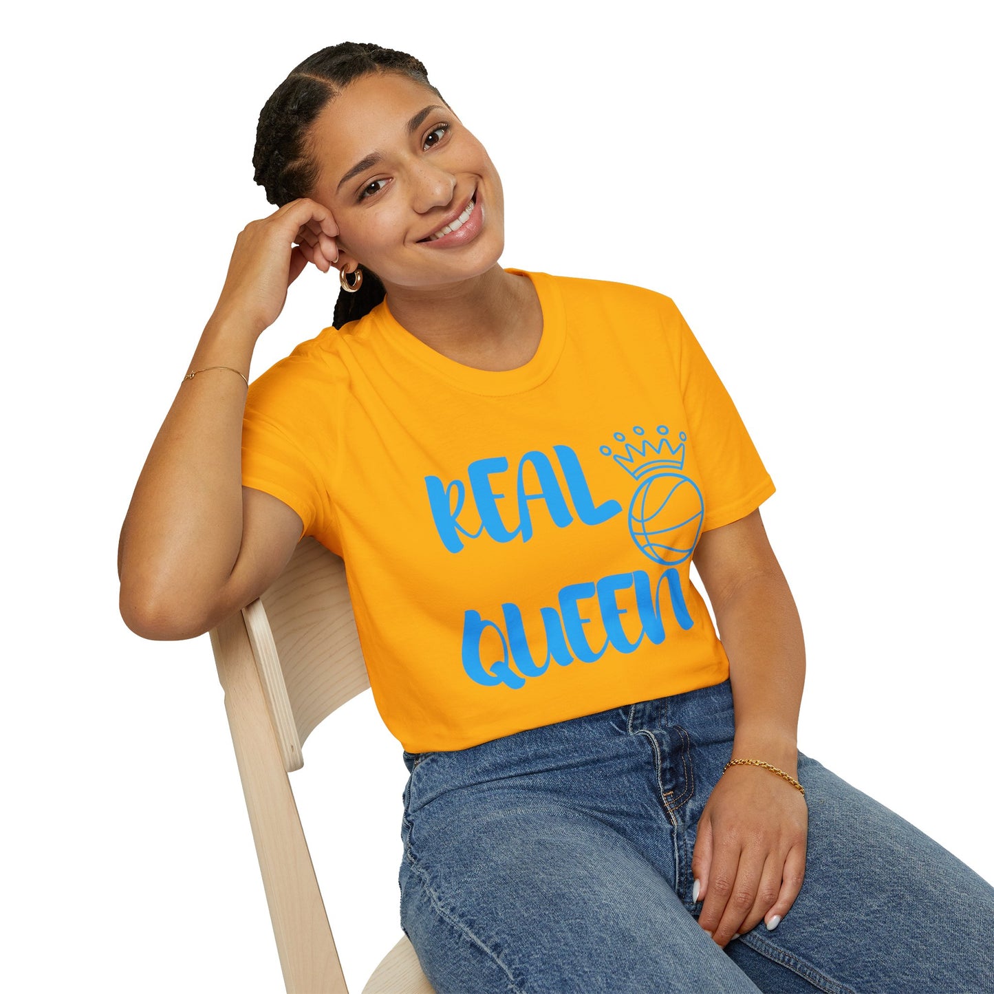 Real Queen Blue Font | Basketball Shirt | Sports Shirt | Baller Shirt | Mighty Lifestyle | Softstyle T-Shirt