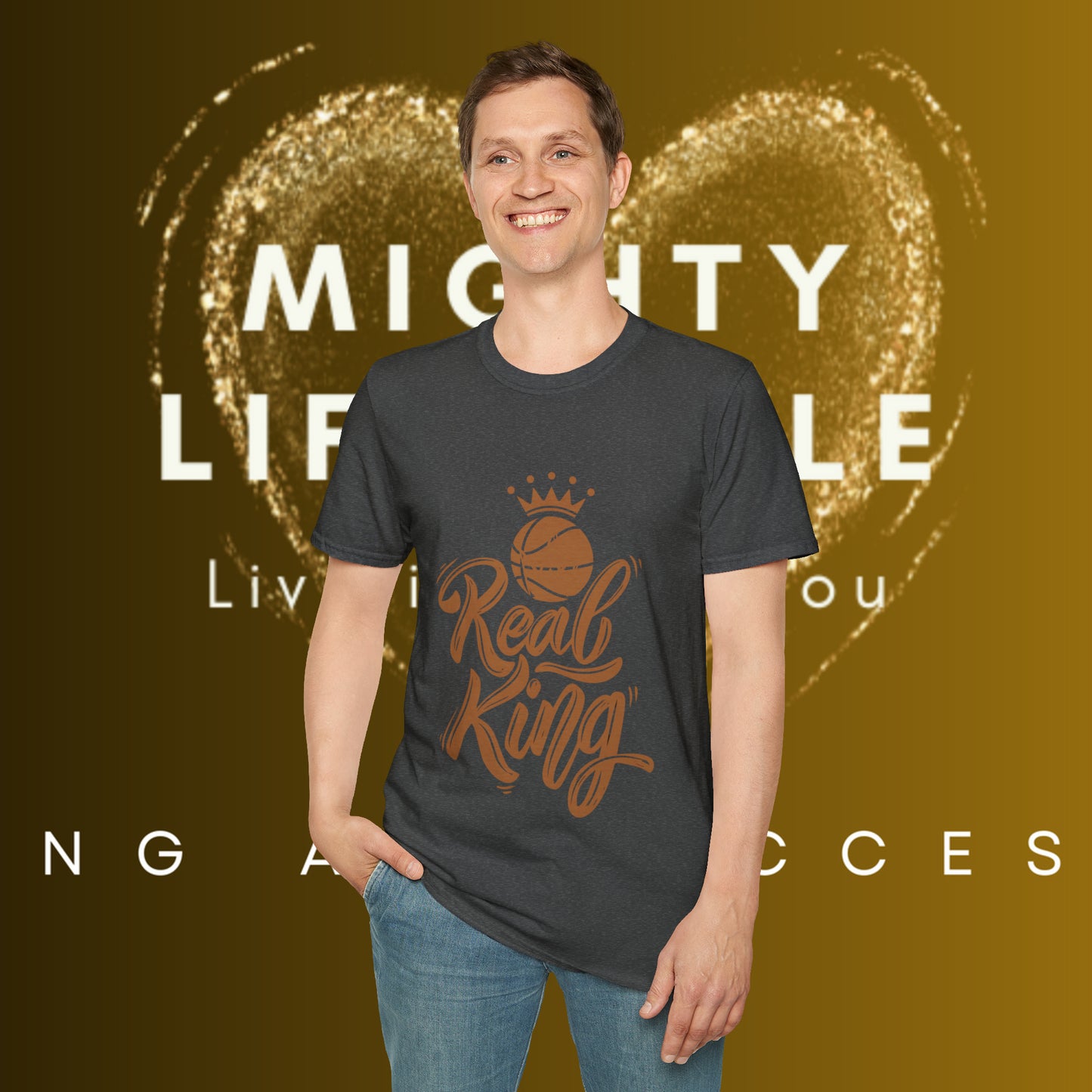 Real King | Basketball Shirt | Men’s Basketball King Shirt | Sports Shirt | Baller Shirt | Mighty Lifestyle | Softstyle T-Shirt