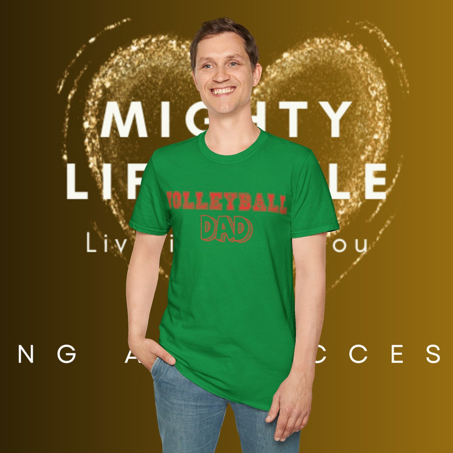 Volleyball Dad | Volleyball Shirt | Sports Shirt | Gift for Dad Gift for Father | Baller Shirt | Mighty Lifestyle | Softstyle T-Shirt