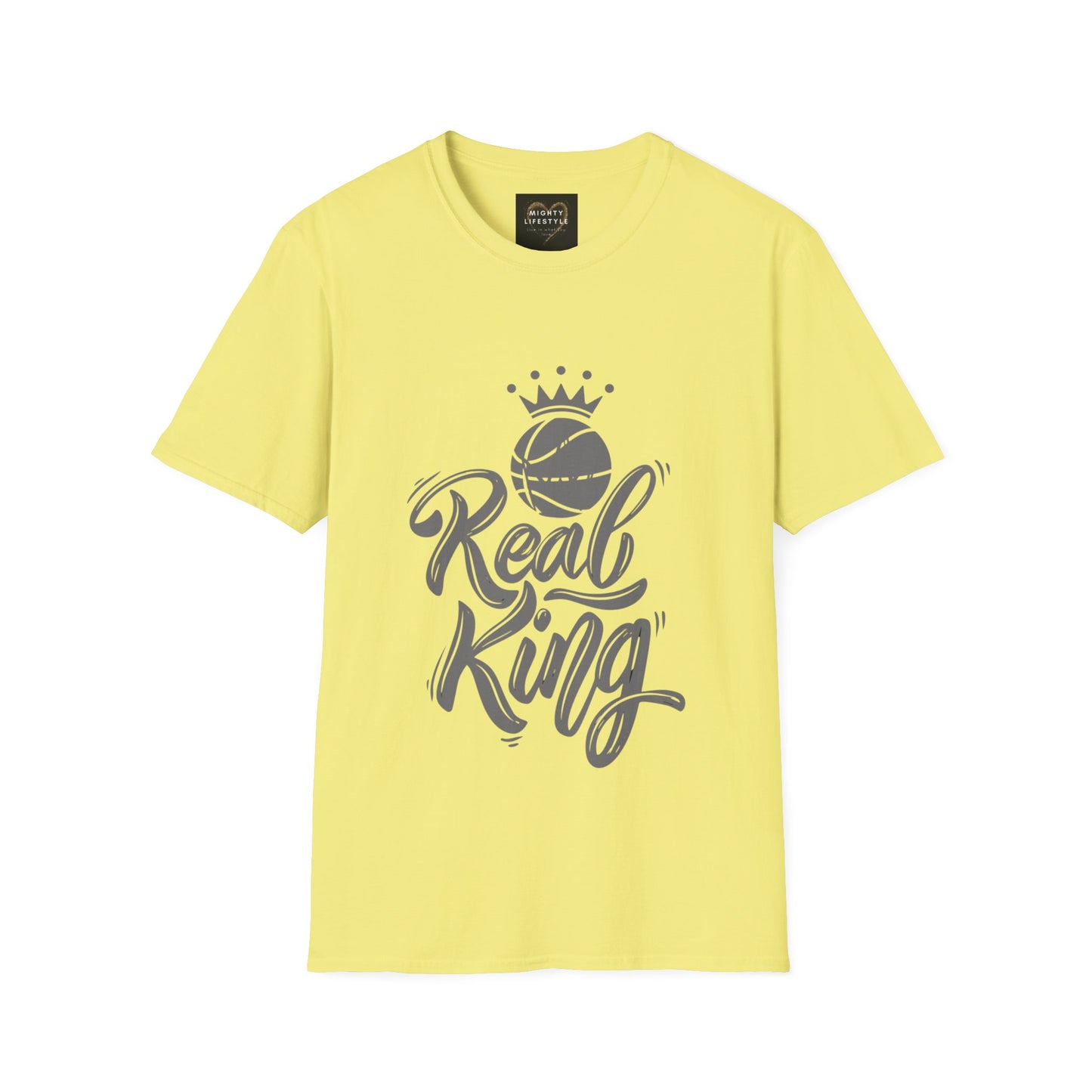 Real King (White) Shirt | Basketball Shirt | Sports Shirt | Baller Shirt | Mighty Lifestyle | Softstyle T-Shirt