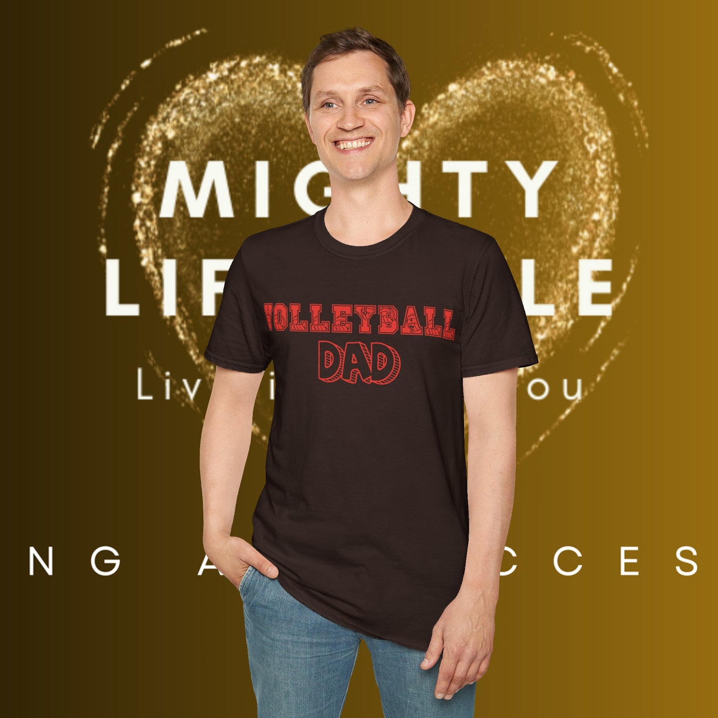 Volleyball Dad | Volleyball Shirt | Sports Shirt | Gift for Dad Gift for Father | Baller Shirt | Mighty Lifestyle | Softstyle T-Shirt