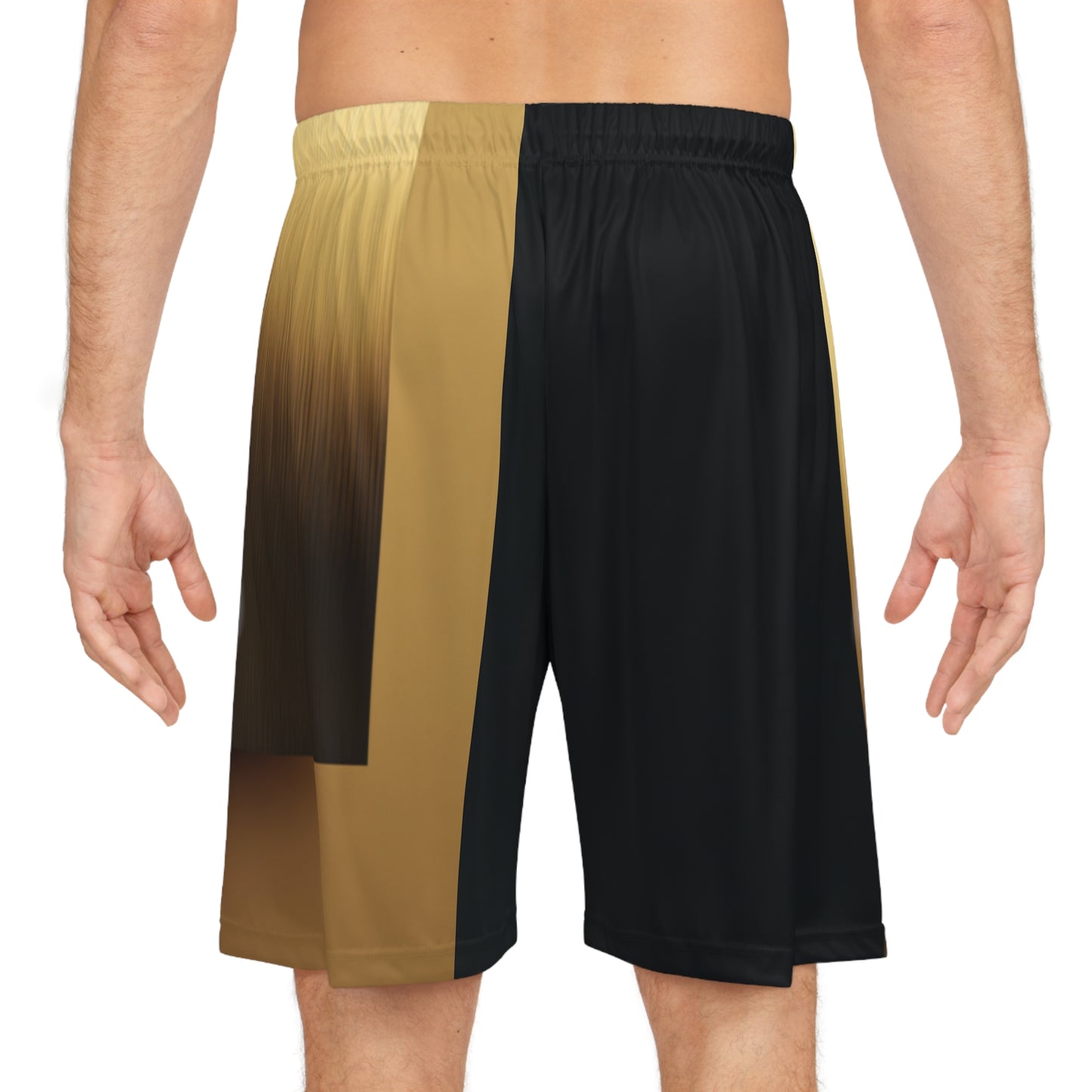 Gradient Gold & Black Basketball Shorts — Retro Two-Tone Athletic Shorts