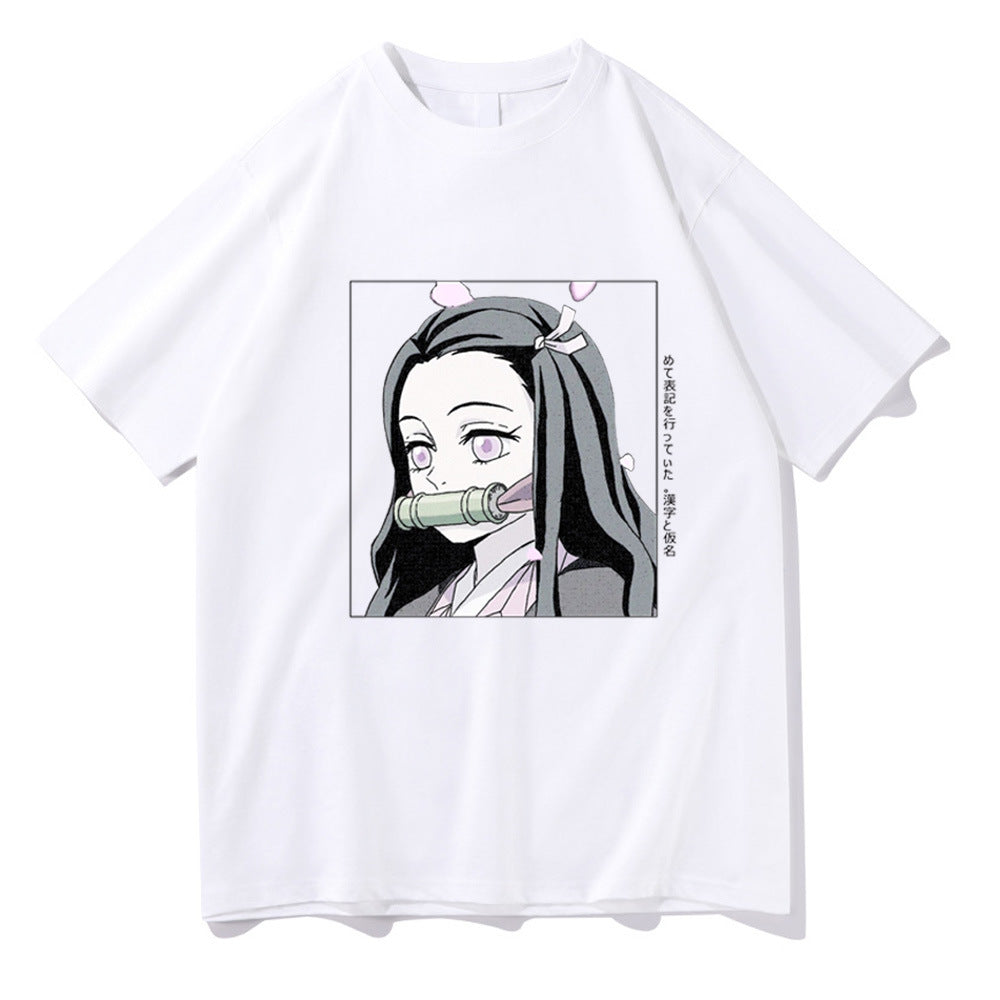 Demon Slayer Anime T-Shirt – Nezuko Print Short Sleeve Top for Men & Women, Japanese Streetwear Graphic Tee, Casual Cosplay Anime Shirt in Multiple Colors
Demon Slayer Anime Print Short Sleeve Top