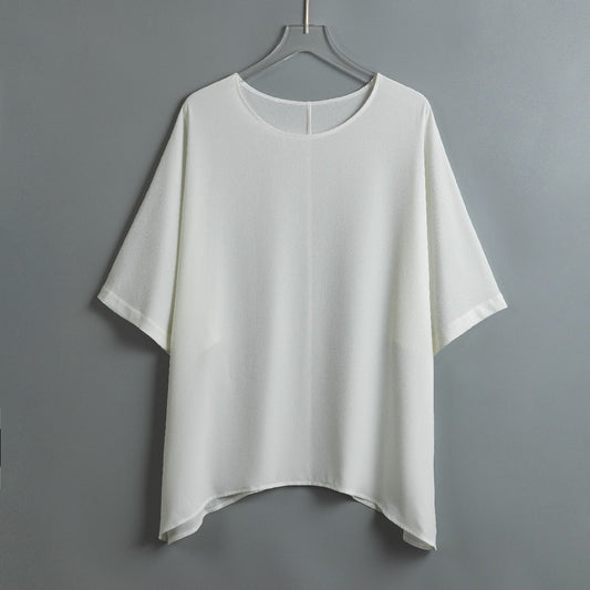Gemma White Minimalist Women's Bat Sleeve Shirt