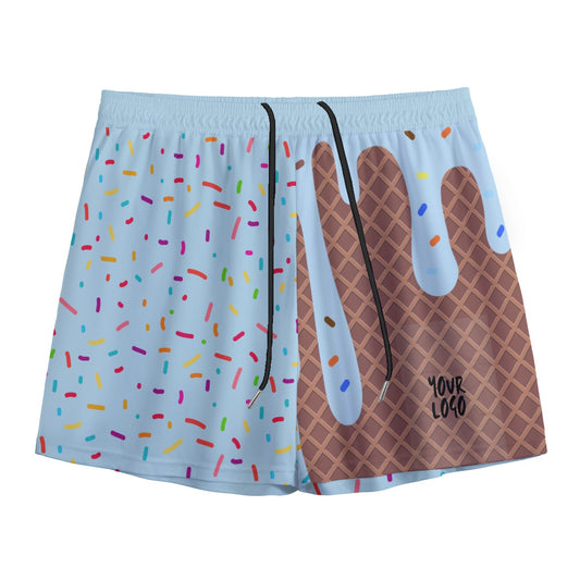 Custom Men’s Sky Blueberry Ice Cream Drip Mesh Basketball Shorts – Personalized Team or Streetwear Shorts | Lightweight Breathable Sports Shorts | Your Logo Men's Sky Blueberry Ice Cream Drip Mesh Shorts